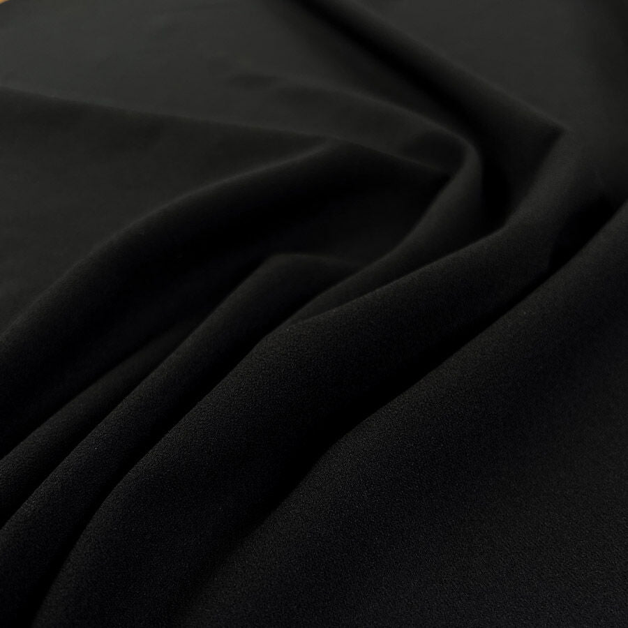 Scuba Crepe Black Polyester Elastane Plain Knitted Jersey Fabric