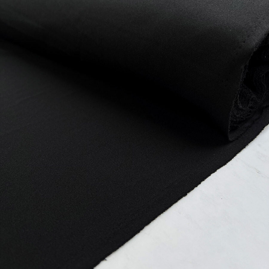 Scuba Crepe Black Polyester Elastane Plain Knitted Jersey Fabric Roll