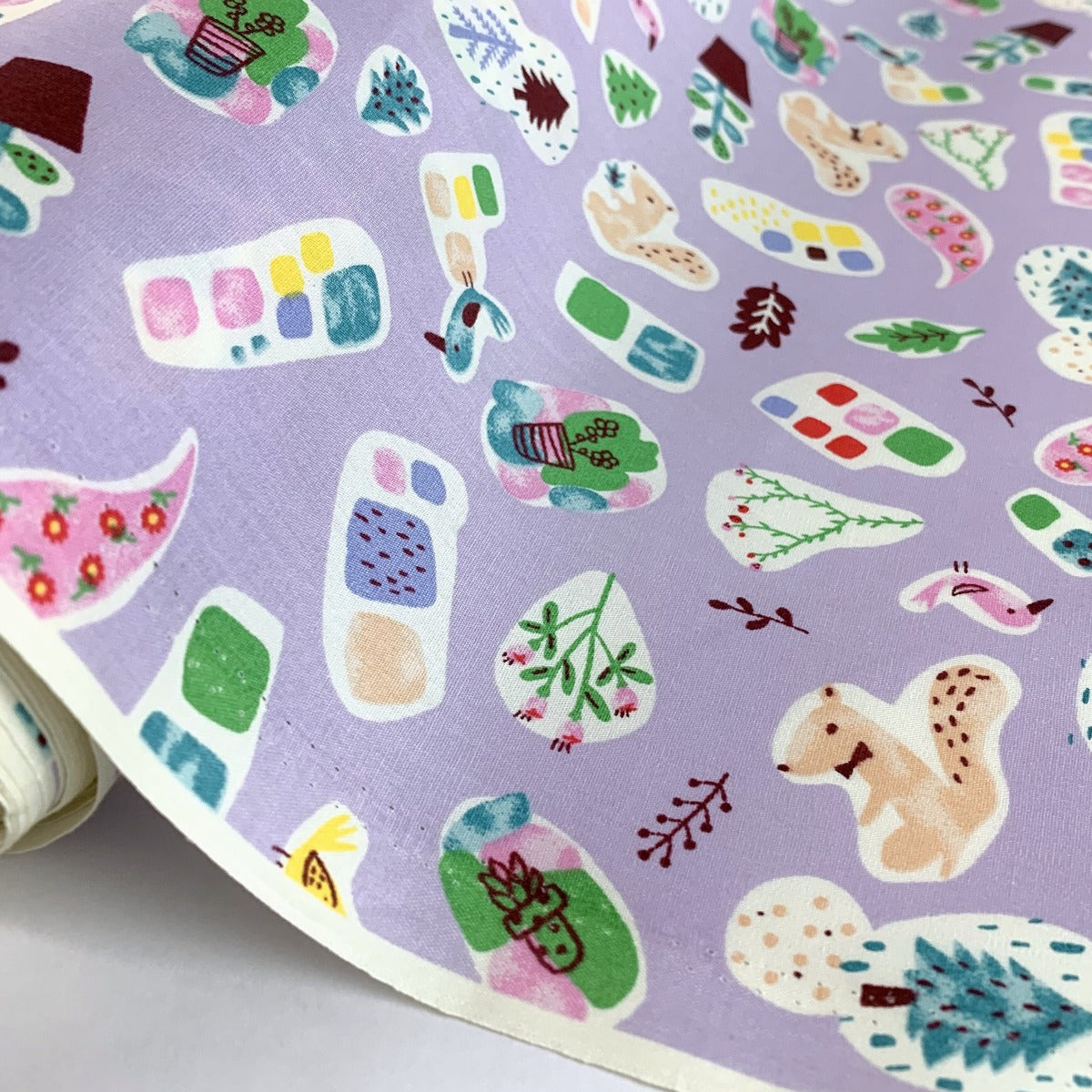 Sewing Room Flower Pot Lilac Cotton Fabric Cu