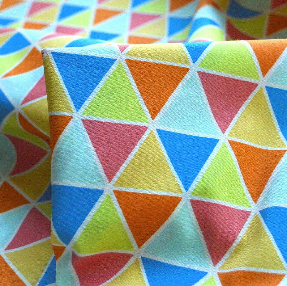 Sewing Room Harlequin Multicoloured Triangle Cotton Craft Dress Fabric Cu