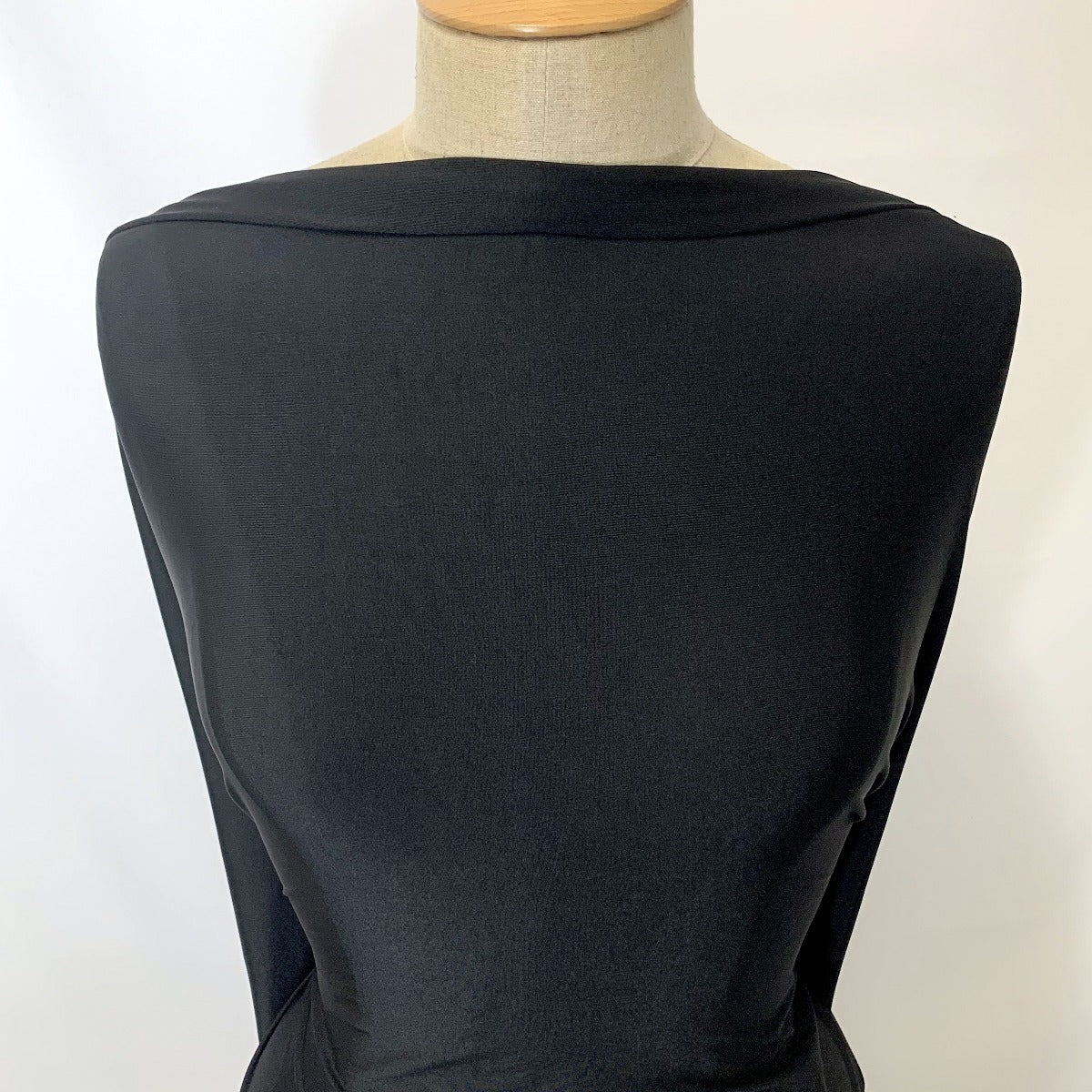 Sheen Black Stretchy Knitted Jersey Black Dress Lining Neck 2