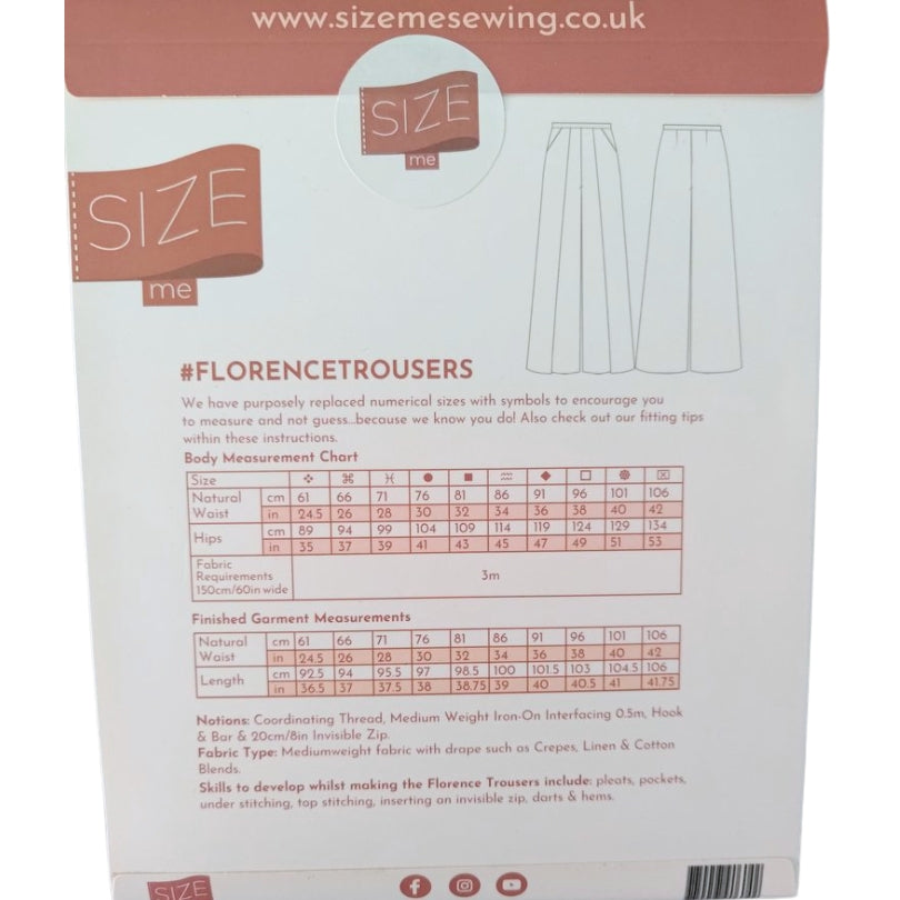 Size Me Sewing Florence Trousers Pattern Back