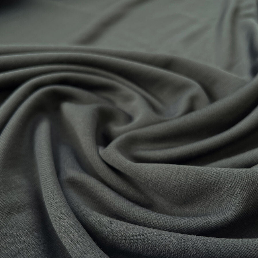 Slate Stretch Viscose Polyester Lycra Knit Dark Green Grey Fabric