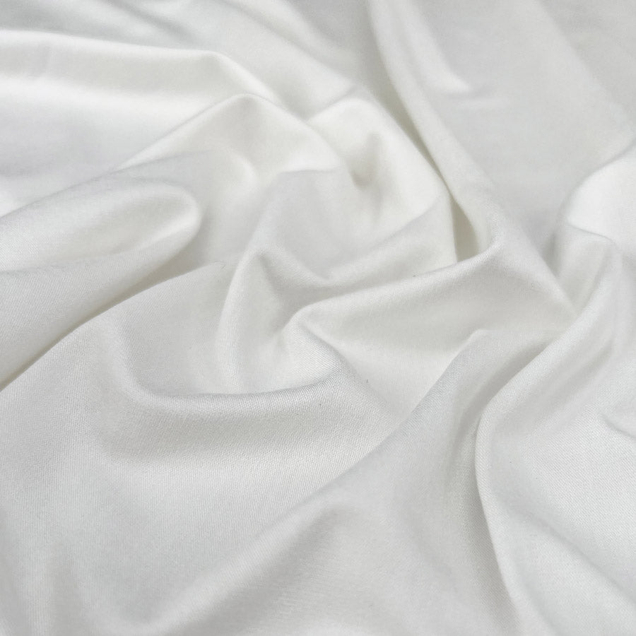 Snowdon Jersey Viscose Elastane Stretch Soft White Knitted Fine Dress Fabric