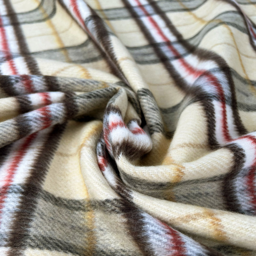 Snuggle Check Brushed Cotton Red Black Cream Heavy Coating Fabric