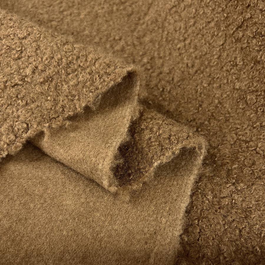 Snuggle Soft Brown Polyester Boucle Coating Fabric Fold
