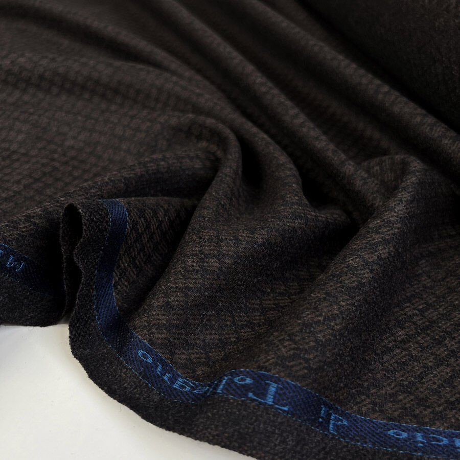 Special Suiting 100% Cashmere Brown Italian Diamond Pattern Lightweight Fabric