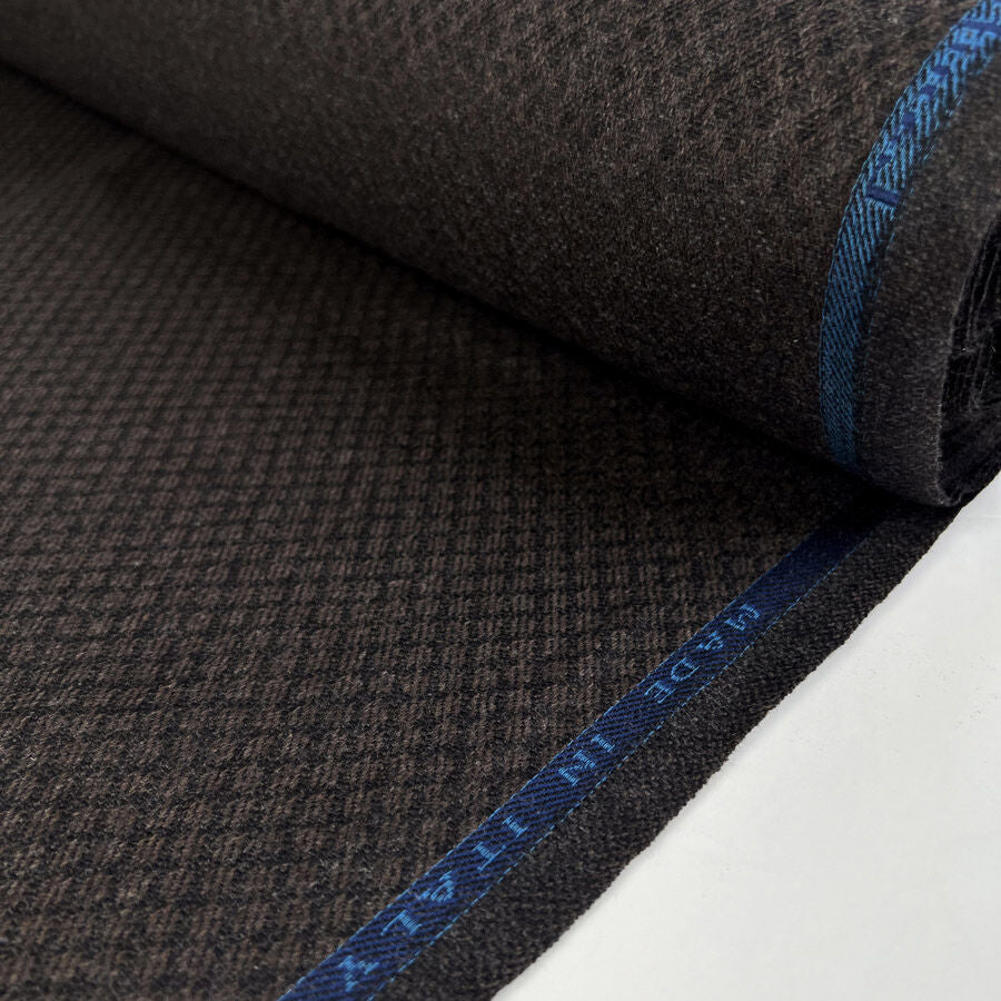 Special Suiting 100% Cashmere Brown Italian Diamond Pattern Lightweight Fabric Roll