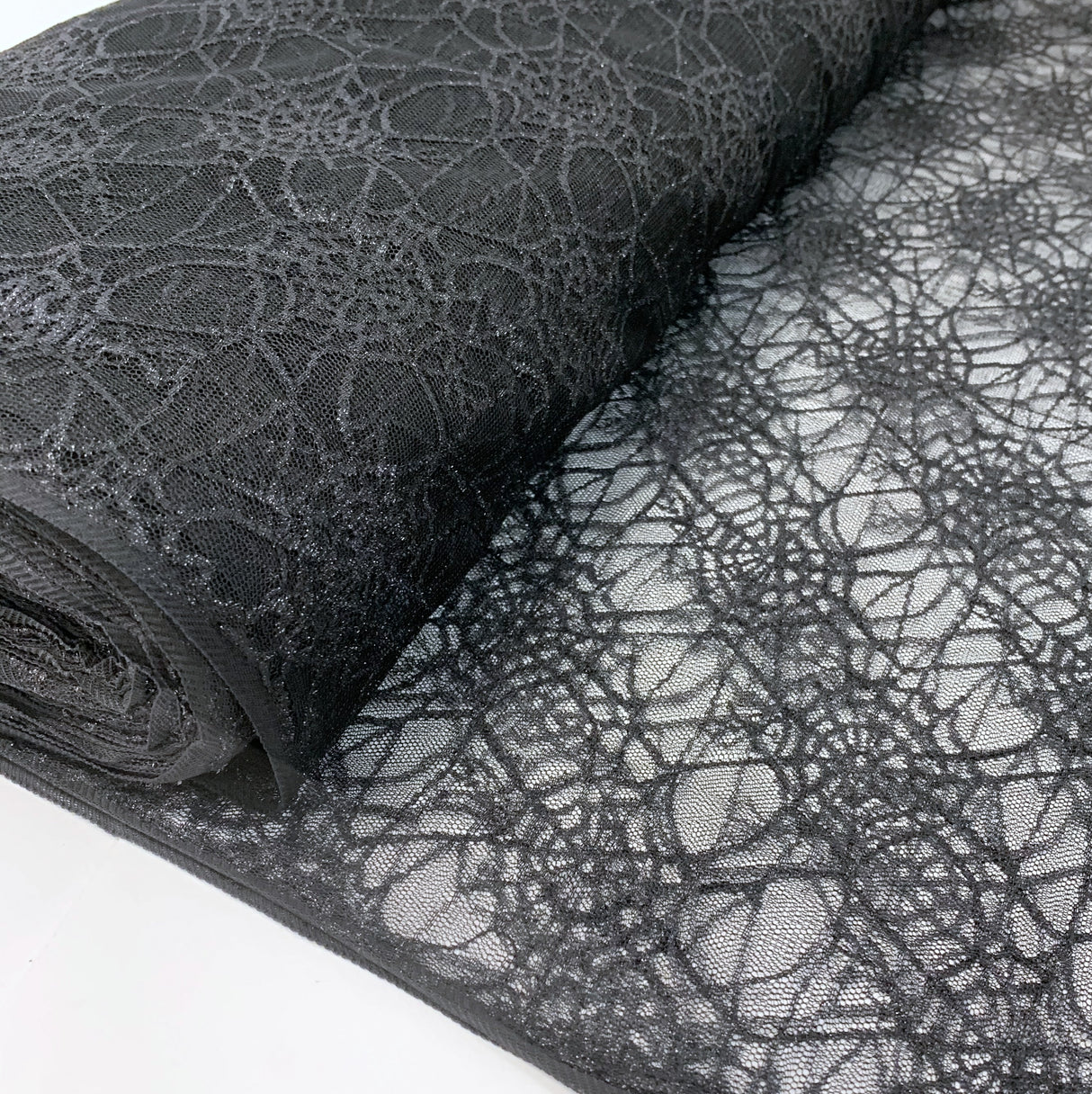 Spider Web Black Nlyon Raschel Lace Dress Fabric B2