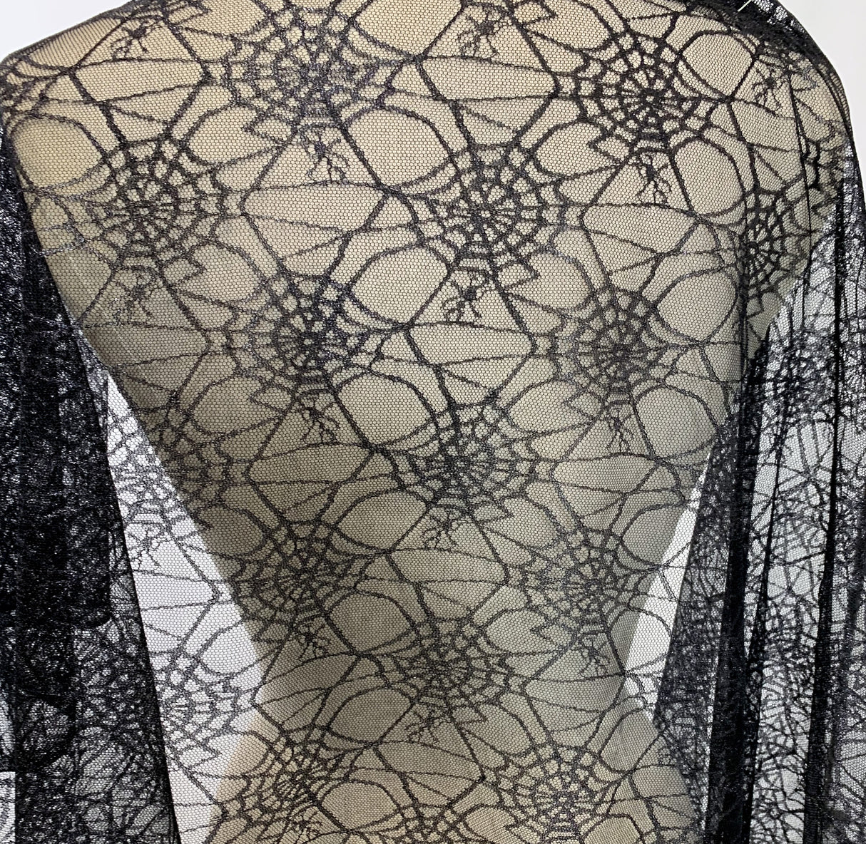 Spider Web Black Nlyon Raschel Lace Dress Fabric M