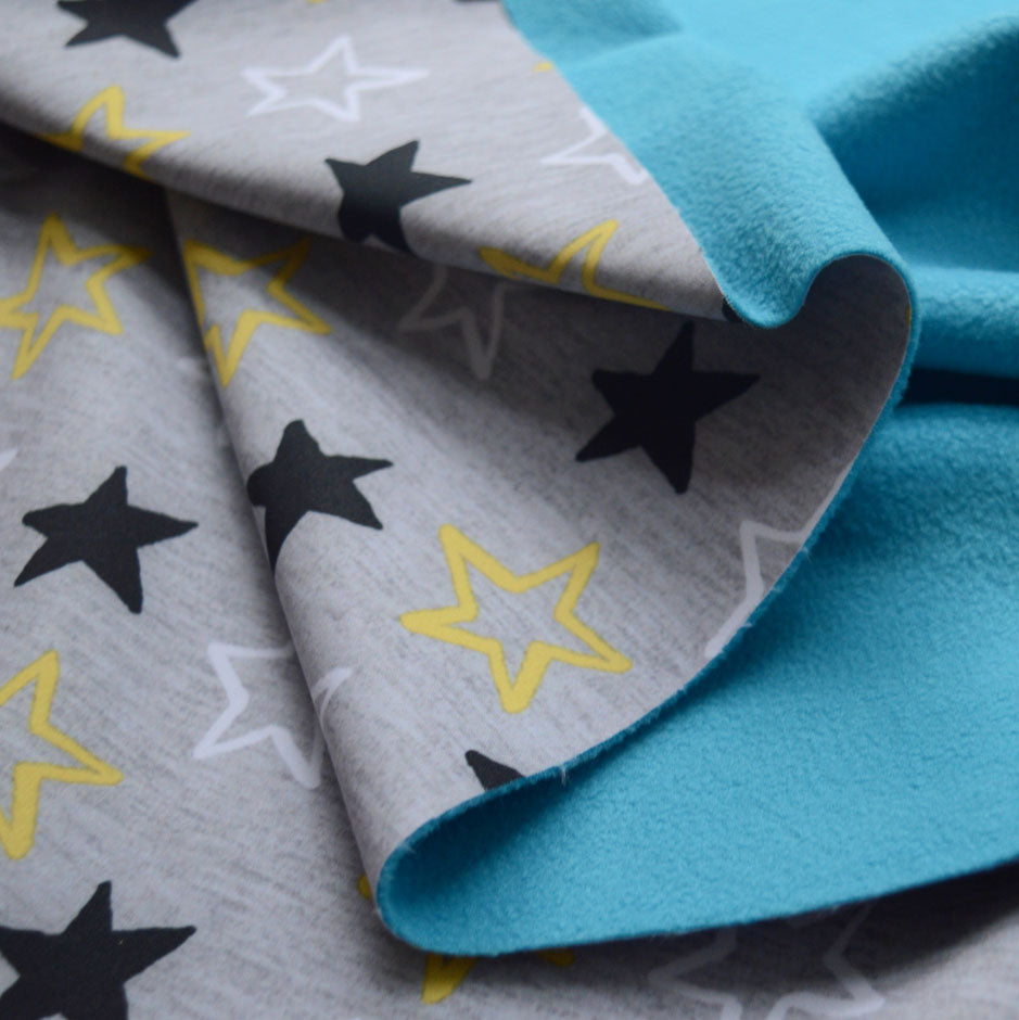 Stars Of The Night Microfleece Polyester Grey Star Material Cu