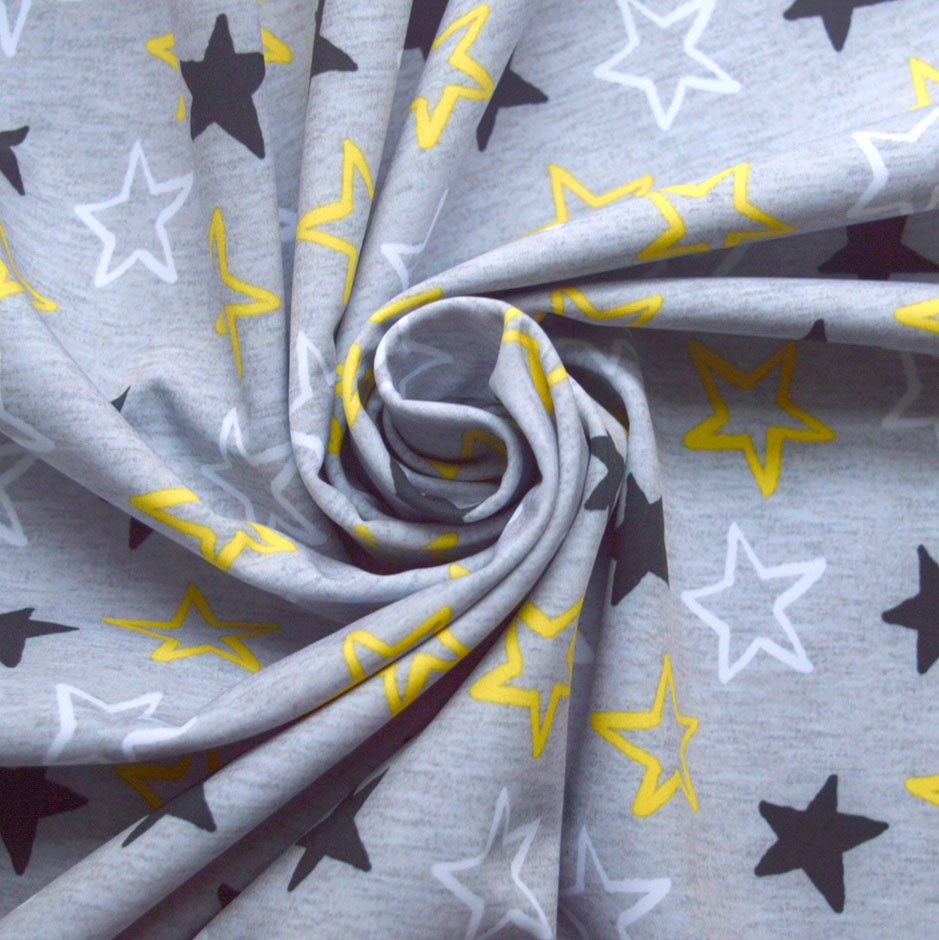 Stars Of The Night Microfleece Polyester Grey Star Material Cud