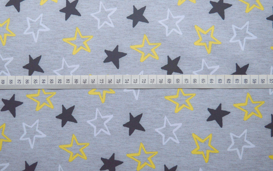 Stars Of The Night Microfleece Polyester Grey Star Material S