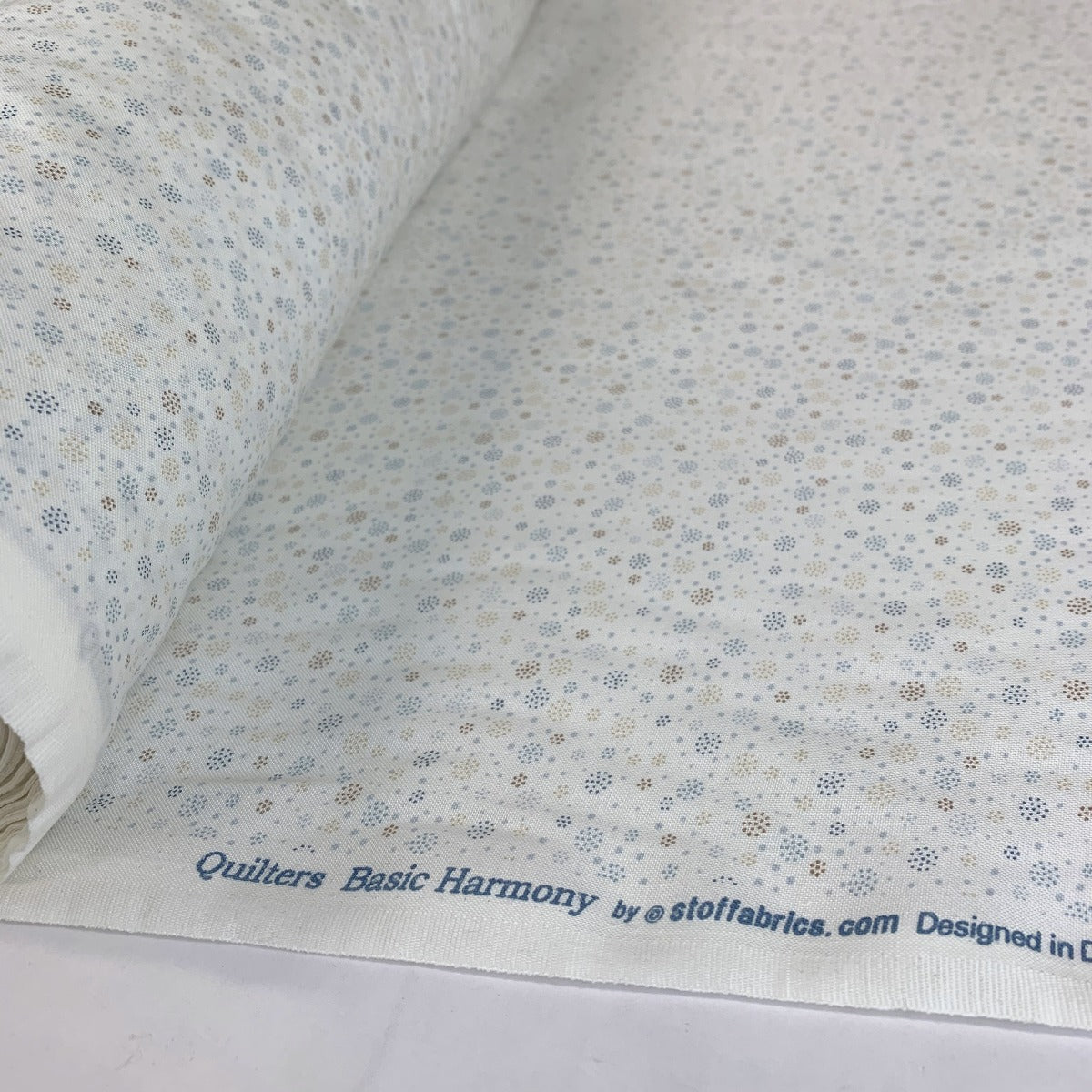 Stof Craft Dew Drop Blue Japanese Craft Cotton Fabric Small Dots Blue Gold White Like Snowflakes Roll