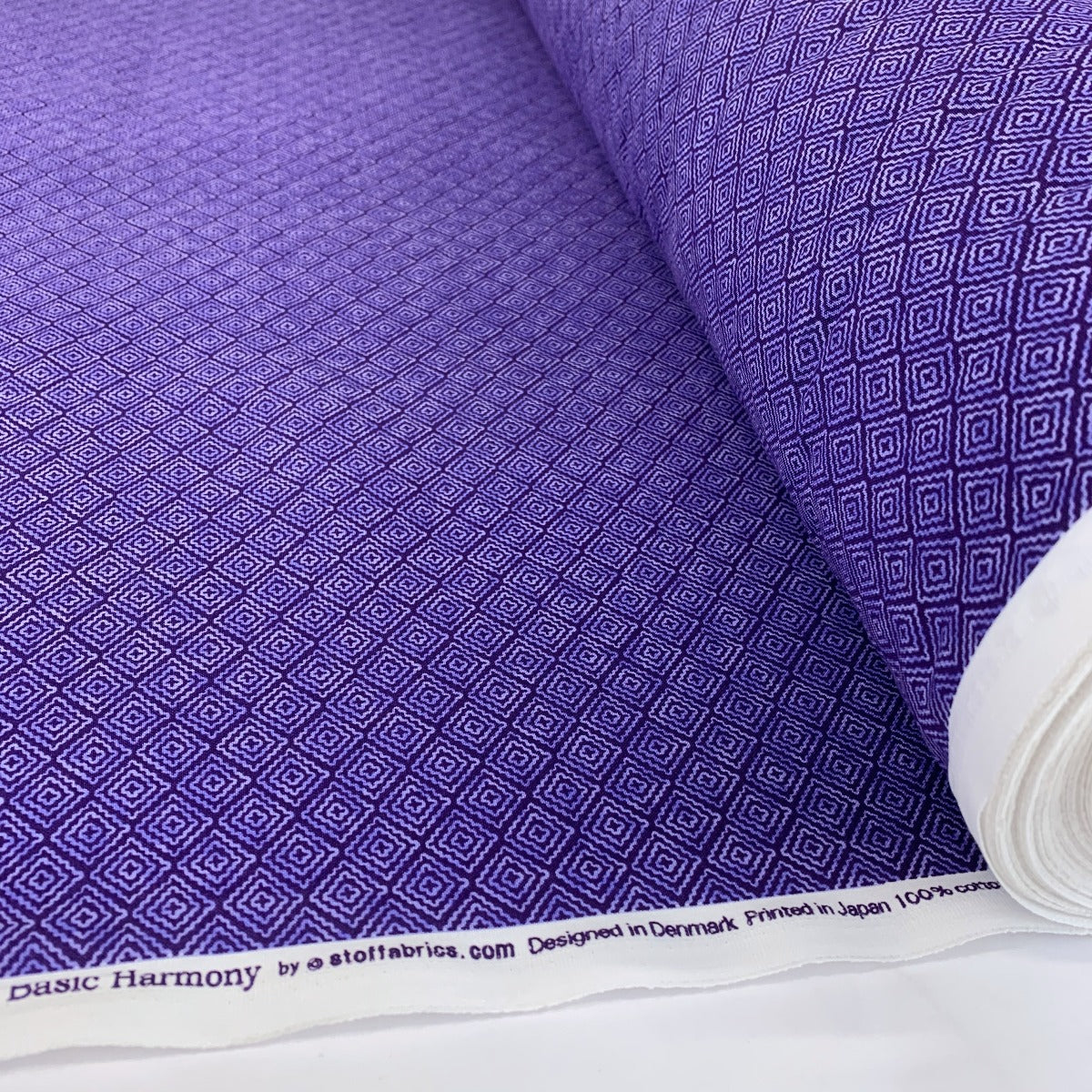 Stof Craft Diamonds Purple Japanese Craft Cotton Fabric Squares Roll