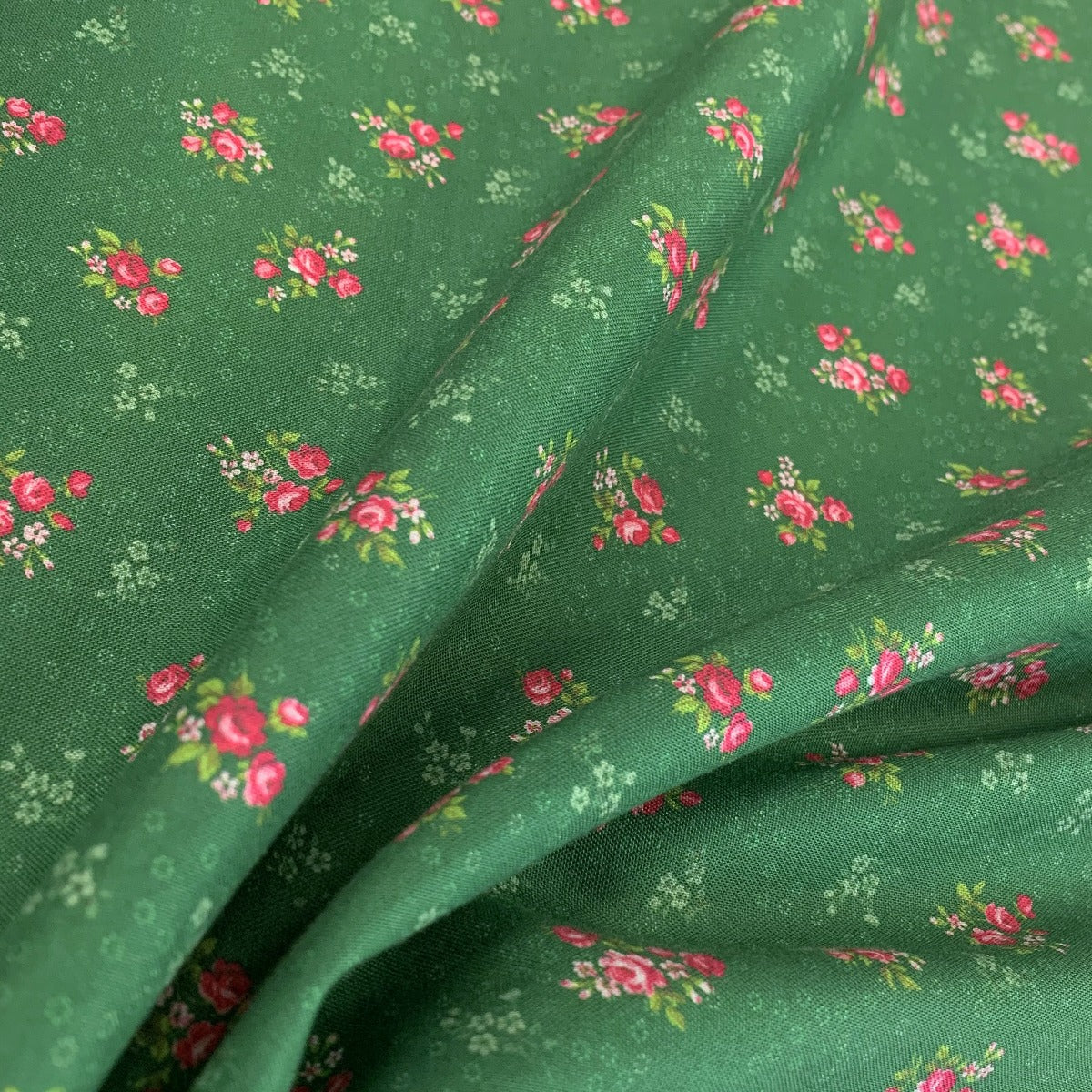 Stof Craft Shrubbery Emerald Japanese Craft Cotton Fabric Floral Pink Green Flowers Fold