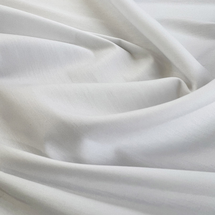 Stretch Lawn White Cotton Elastane Polyamide Fine Woven Shirting Fabric