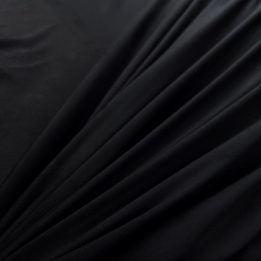 Stretch Suede Black Polyester Elastane Brushed Jersey Fabric