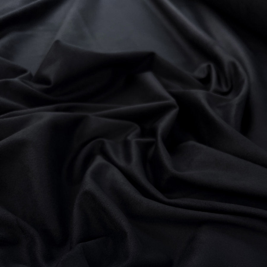 Stretch Suede Black Polyester Elastane Brushed Jersey Fabric