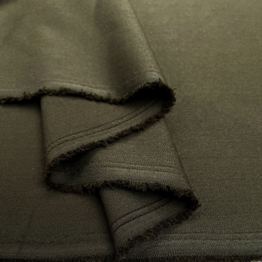 Stretch Twill Olive Green Plain Polyester Viscose Elastane Suiting Fabric Fold D8Bf492B 7105 478C Ae94 03947E1C187C