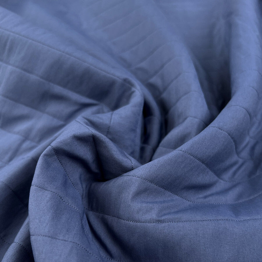 Stripe Quilt Blue Polyester Spandex Coating Fabric