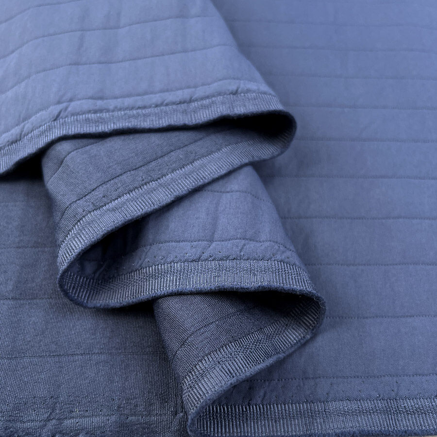Stripe Quilt Blue Polyester Spandex Coating Fabric Fold