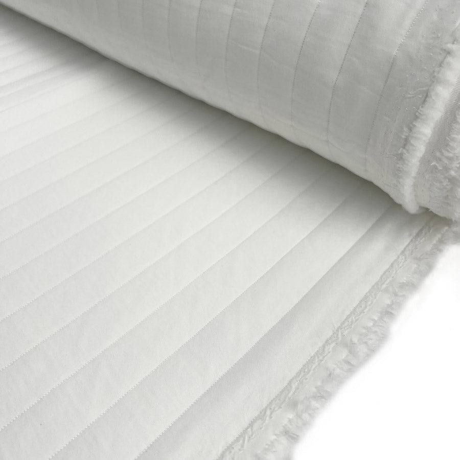Stripe Quilt Ecru Polyester Spandex White Coating Fabric Bolt