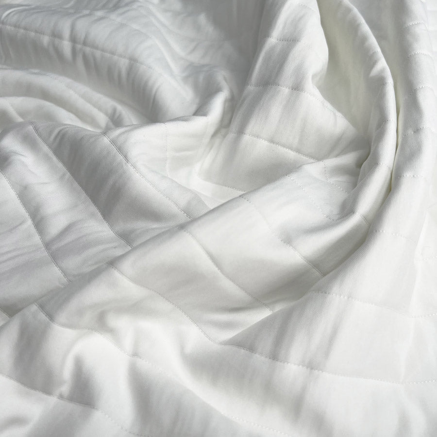 Stripe Quilt Ecru Polyester Spandex White Coating Fabric