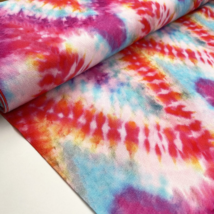 Summerfest Pink Orange Tie Dye Viscose Multicoloured Dress Fabric Bolt