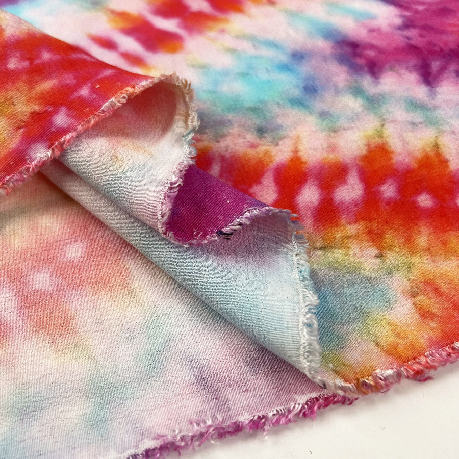 Summerfest Pink Orange Tie Dye Viscose Multicoloured Dress Fabric Fold