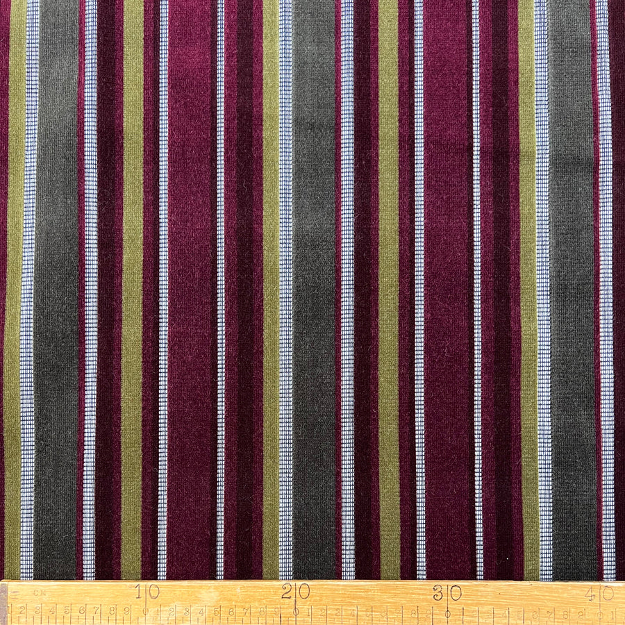 Super Trouper Stiped Velour Burgundy Black Beige Acrylic Polyester Viscose Kanecaron Furnishing Fabric Ruler