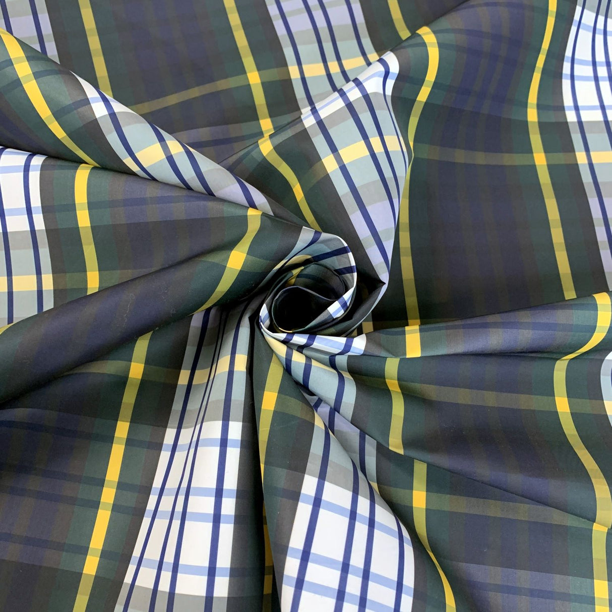 Supercheck Tartan Check Yellow Blue White Navy Water Repellent Fabric Cud