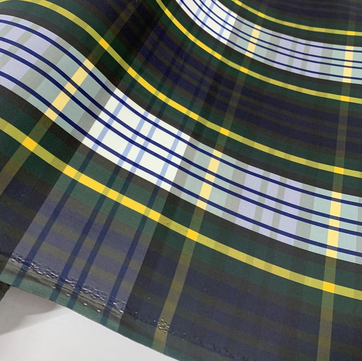 Supercheck Tartan Check Yellow Blue White Navy Water Repellent Fabric R
