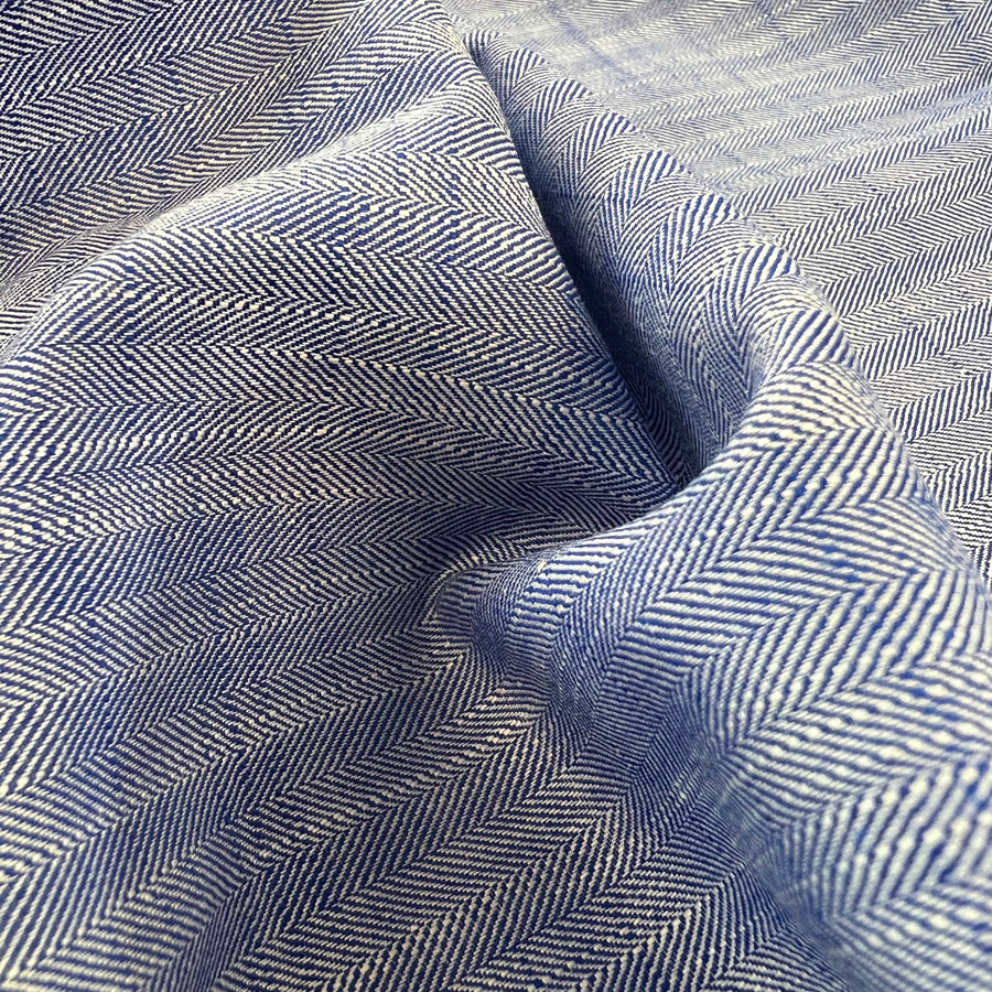 Superfine Herringbone Stripe Cotton Shirting Fabric Oekotex Oh I Say Blue
