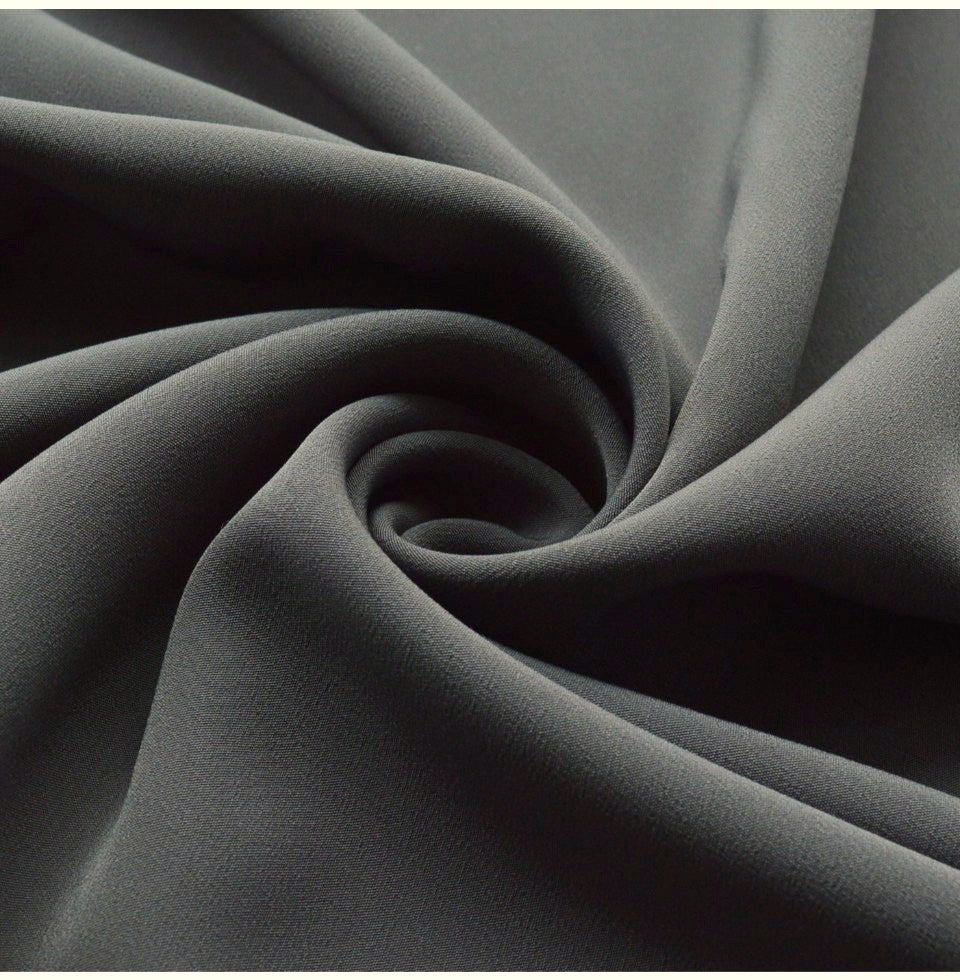 Superior Satin Crepe Grey Polyester Crepe Dress Garments Fabric Cud2