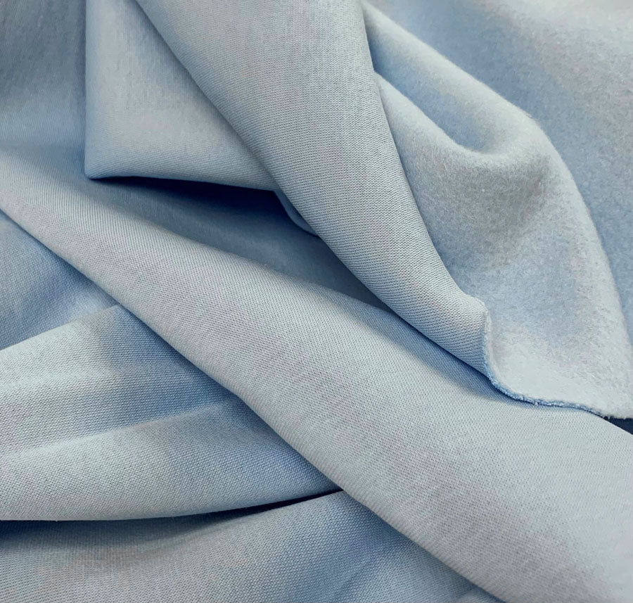 Sweatshirt Pale Blue Knitted Cotton And Polyester Jersey Fabric Drape Fabric Photo