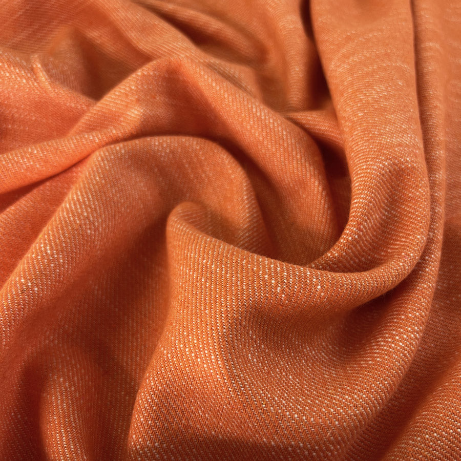 Tangerine Dream Orange White Polyester Cotton Viscose Trousering Fabric