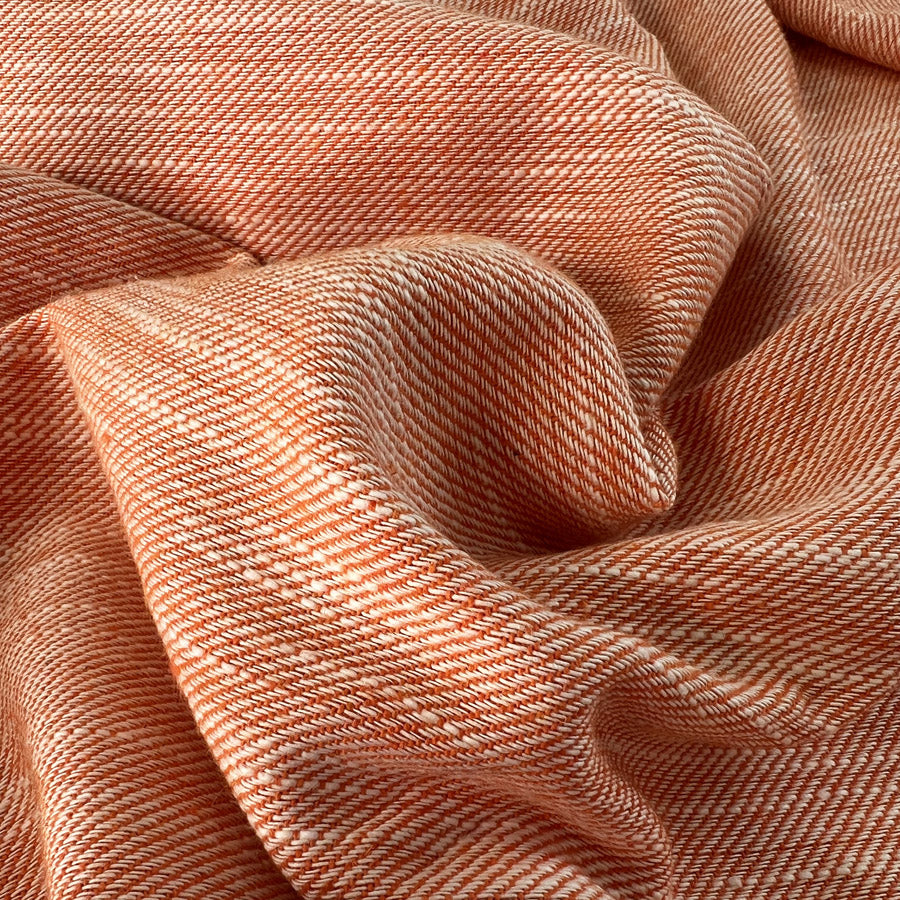 Tangerine Dream Orange White Polyester Cotton Viscose Trousering Fabric