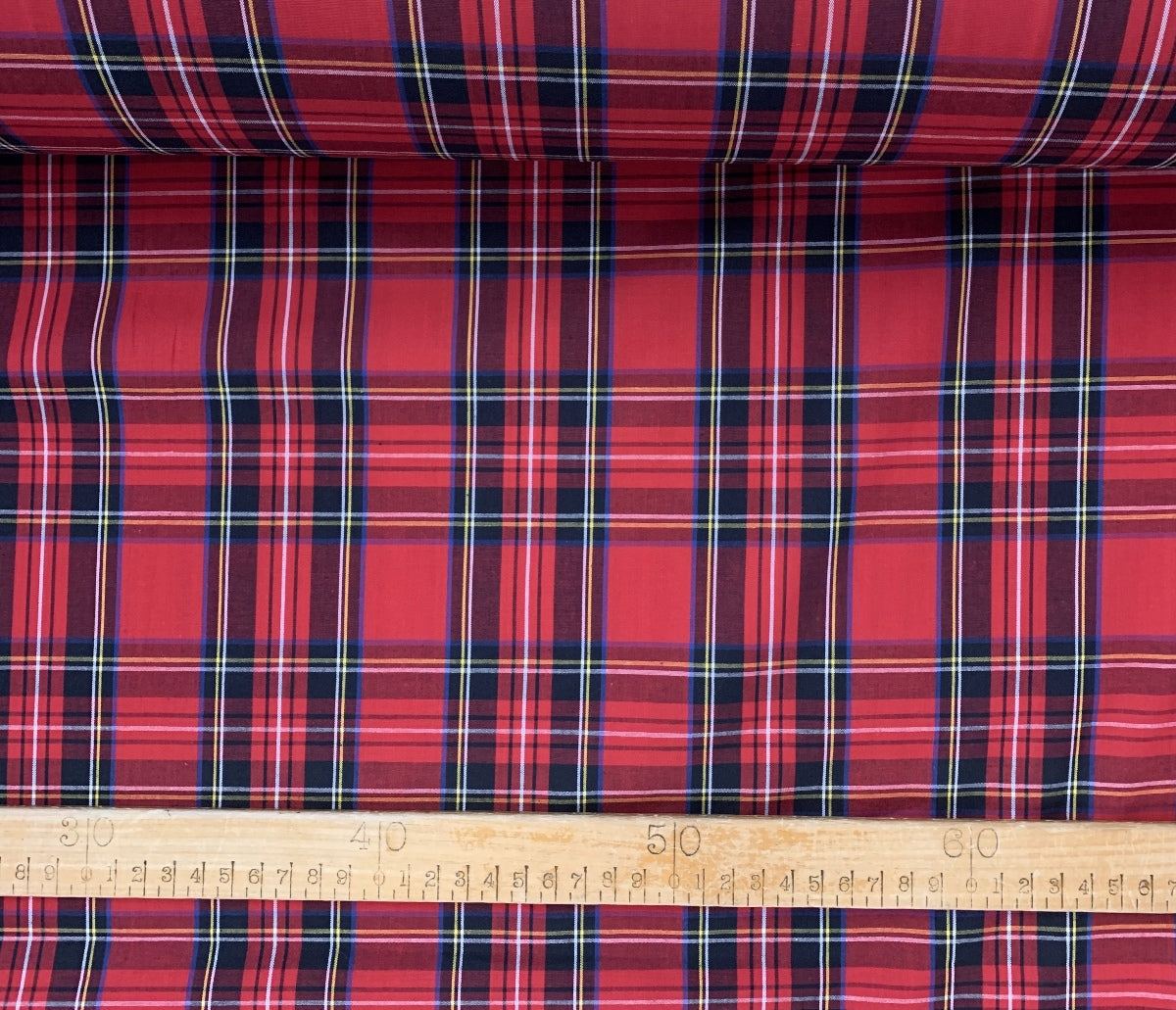 Tartan Lawn Royal Stewart Red Tartan Design Cotton Lawn Scale