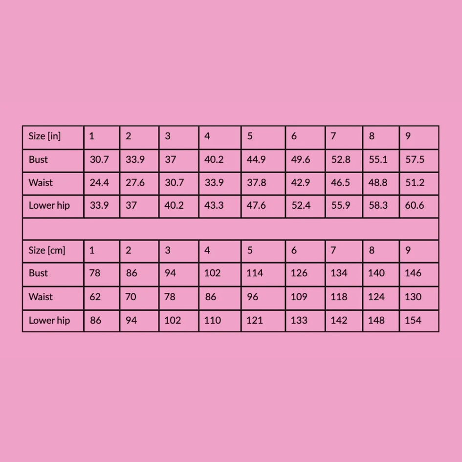 Tauko size chart