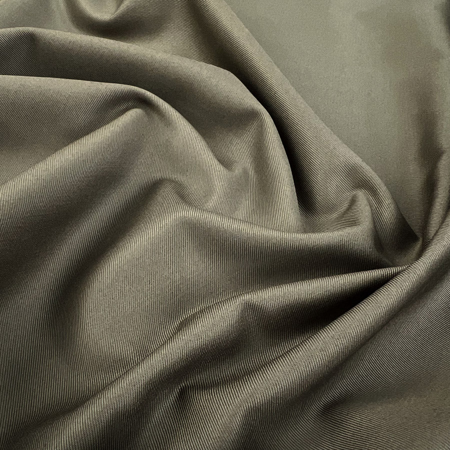 Tencel Twill Cotton Khaki Green Fine Woven Plain Suiting Fabric