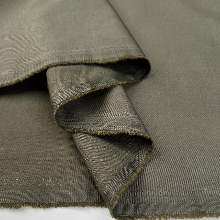 Tencel Twill Cotton Khaki Green Fine Woven Plain Suiting Fabric Fold