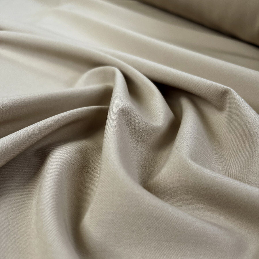 Terna Polyester Elastane Sand Plain Stretch Woven Portuguese Suiting Fabric