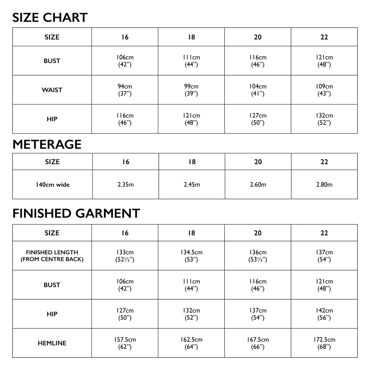 Tessuti Alessi Bias Dress Pattern Uk 16 22 Size Chart