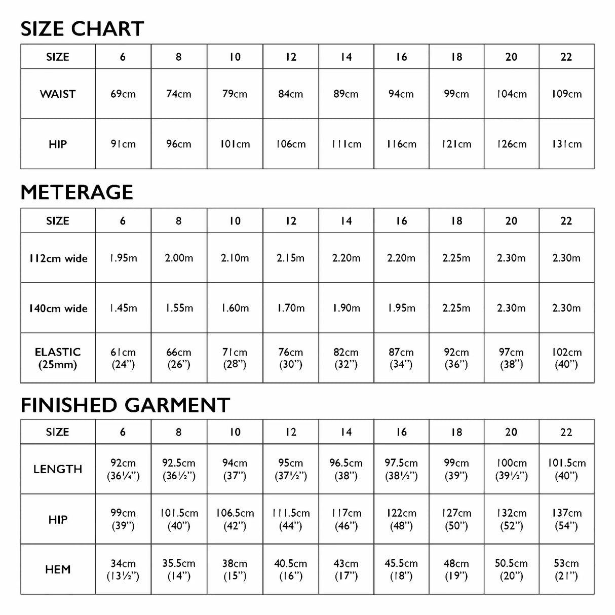 Tessuti Laura Pants Sewing Pattern Uk 6 22 Size Chart