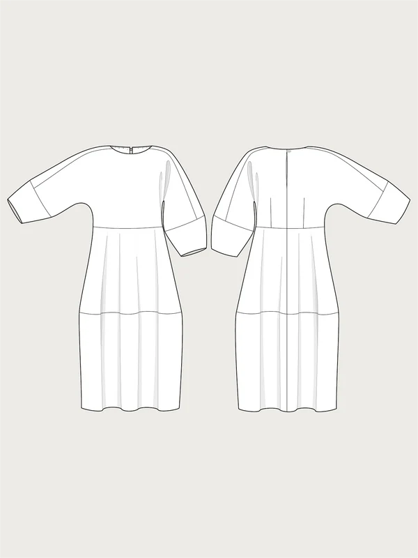 The Assembly Line Barrel Dress Pattern Sketch 1