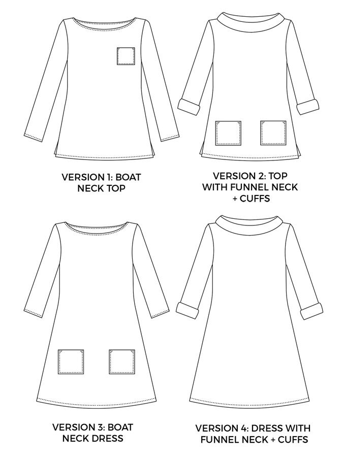 Tilly And The Buttons Coco Top And Dress Pattern Drawing