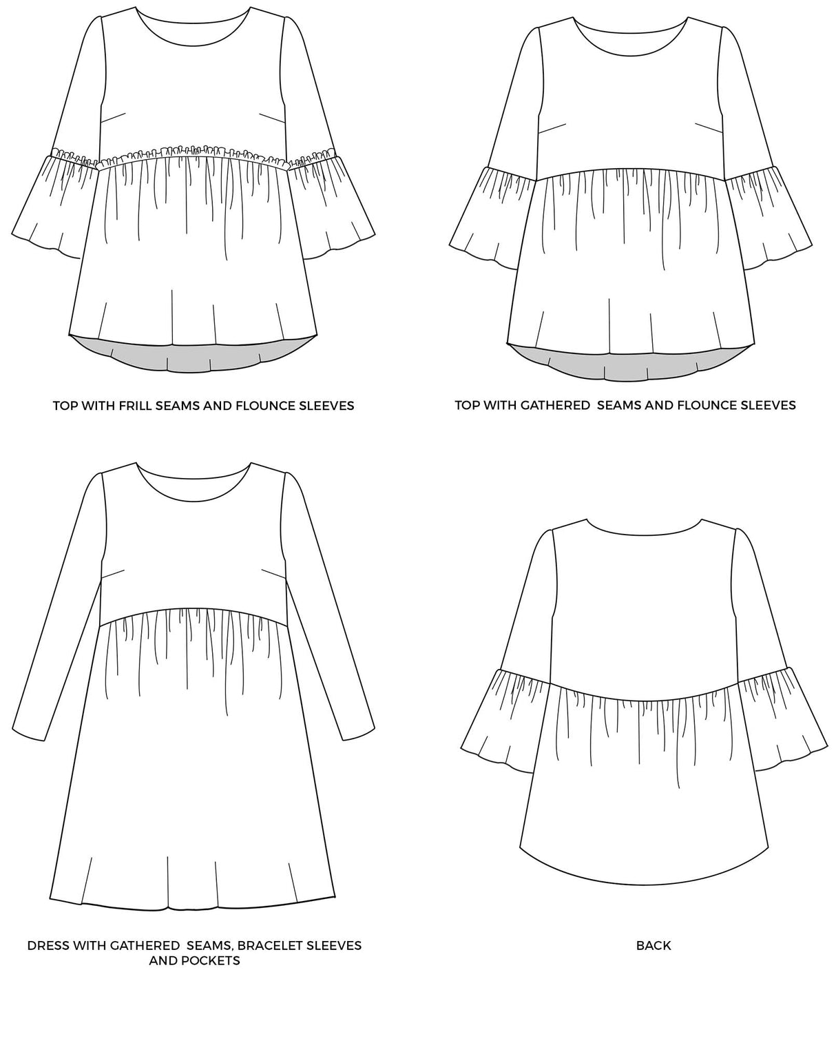 Tilly And The Buttons Indigo Top And Dress Pattern Drawing