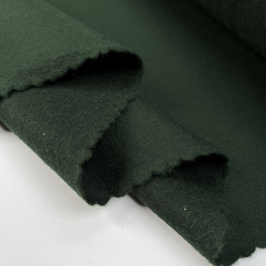 To Boldly Go Wool Cashmere Green Italian Brushed Coating Fabric Fold
