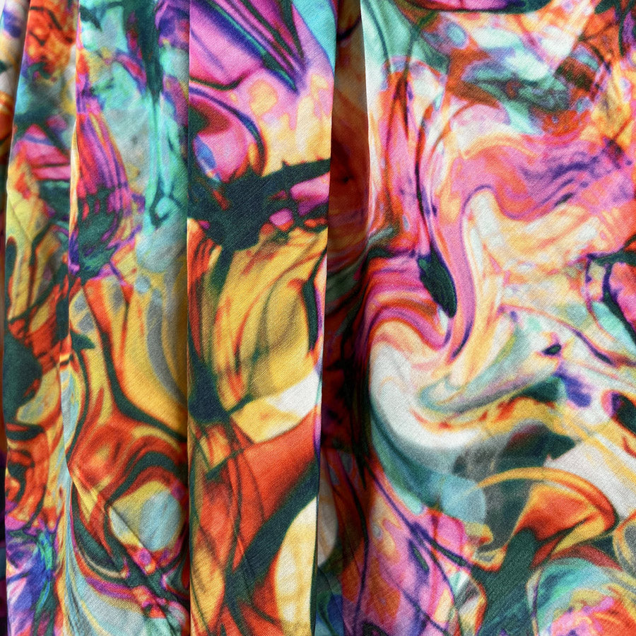 Tomorrowland Abstract Print Multicoloured Cupro Viscose Dress Fabric